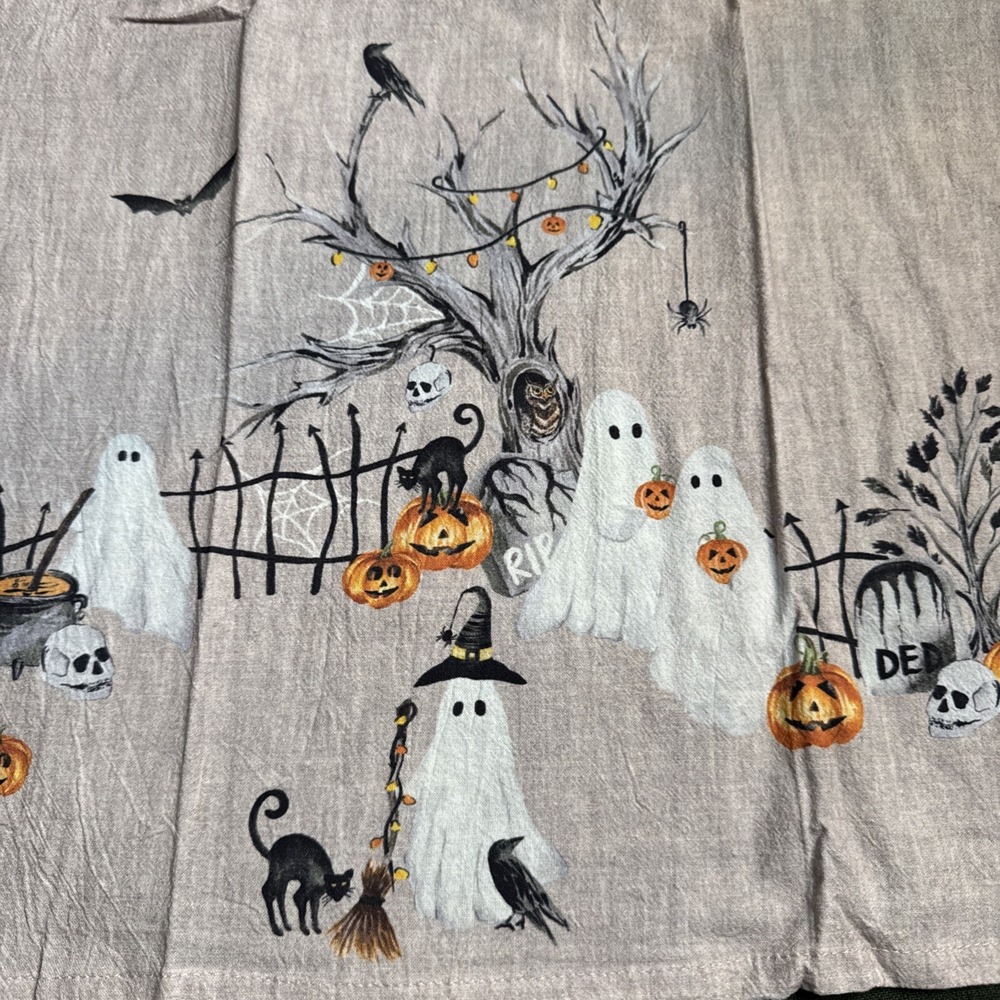 Pottery Barn Scary‎ Squad Kitchen Tea Towel Ghosts Pumpkins Halloween Kids Teen